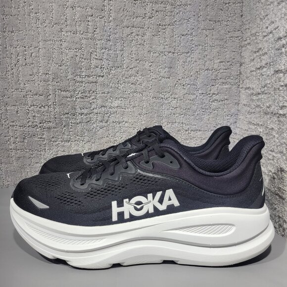 Hoka One One Bondi 9 Men's Size US 12D Black White Athletic Running Sneakers. - Picture 11 of 15